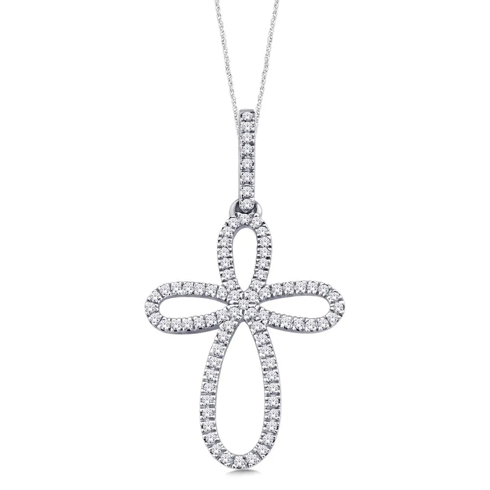 10K White Gold 1/6 Ct.Tw. Diamond Cross Pendant