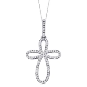 10K White Gold 1/6 Ct.Tw. Diamond Cross Pendant