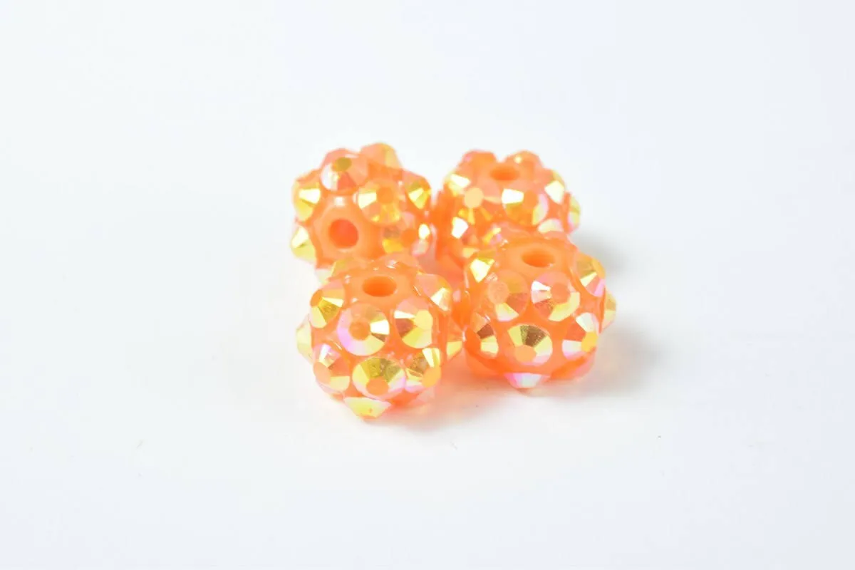10x8mm Rhinestone Resin Beads, Shamballa, Round Ball Beads, for Macrame Bracelet, Basketball wives Earring 10 Colors set of 10 or 20 PCs