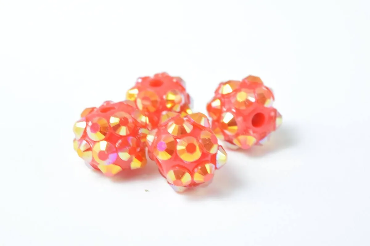 10x8mm Rhinestone Resin Beads, Shamballa, Round Ball Beads, for Macrame Bracelet, Basketball wives Earring 10 Colors set of 10 or 20 PCs