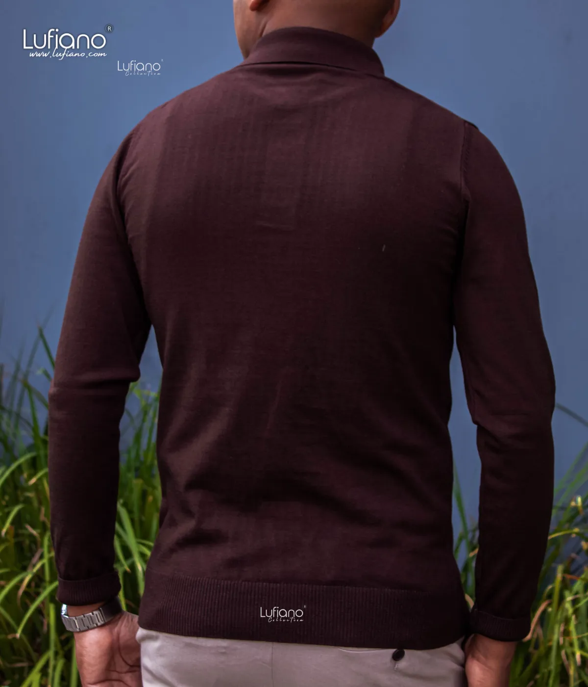 11463 :Long sleeve Knit Top: Brown