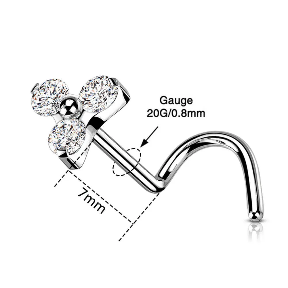 20G Titanium CZ Delicate Nose Screw Stud