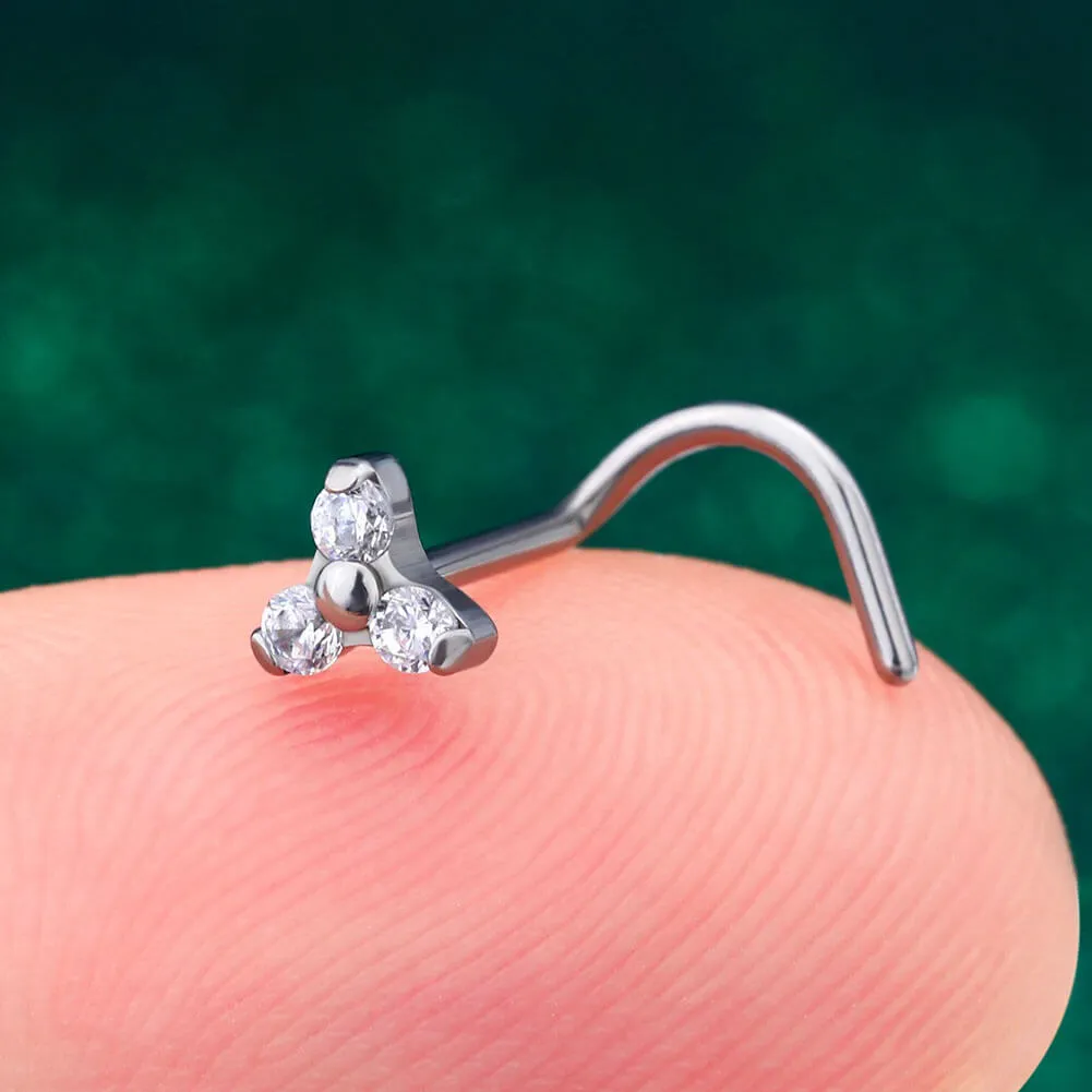 20G Titanium CZ Delicate Nose Screw Stud