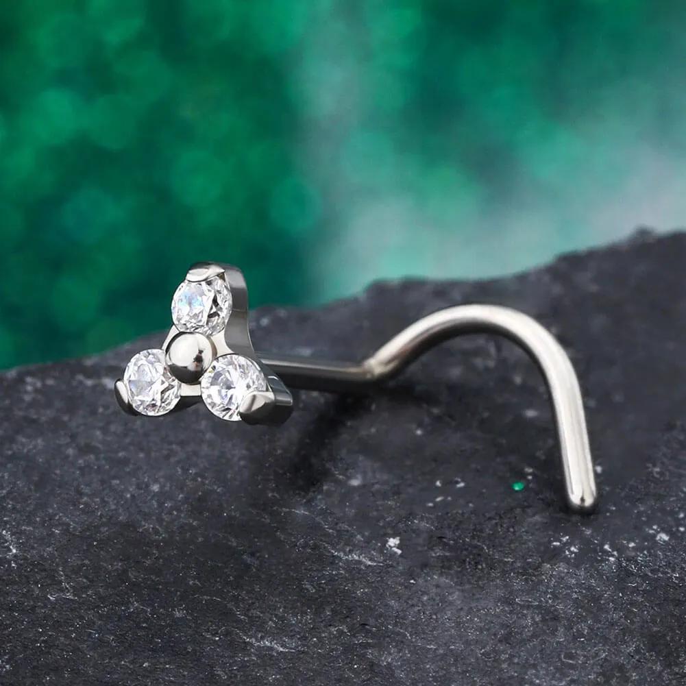 20G Titanium CZ Delicate Nose Screw Stud