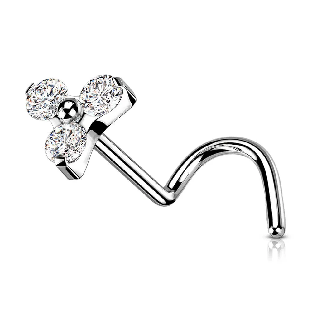 20G Titanium CZ Delicate Nose Screw Stud