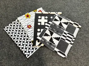 4 Fat quarters - White Quilting fabrics / Patchwork fabrics - African print fabric