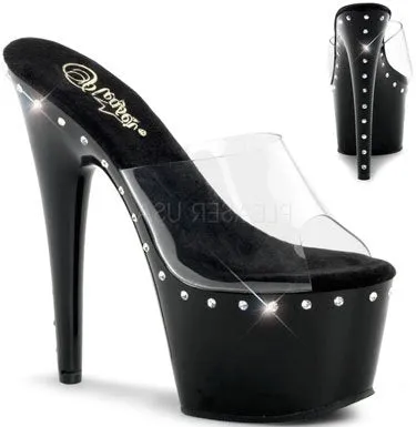 7" Stiletto Platform Slide with Rhinestone Accents (ADORE-701LS Final Sale)