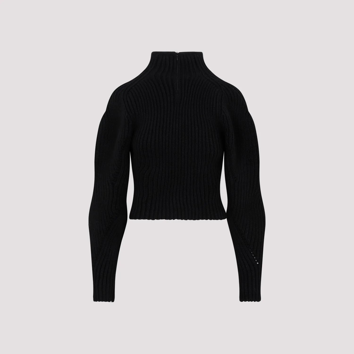 ALAIA Black High Neck Knit Sweater for Women - FW23