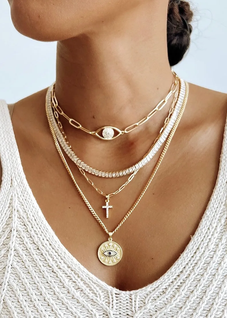 Baguette Tennis Chain Necklace -Gold Filled