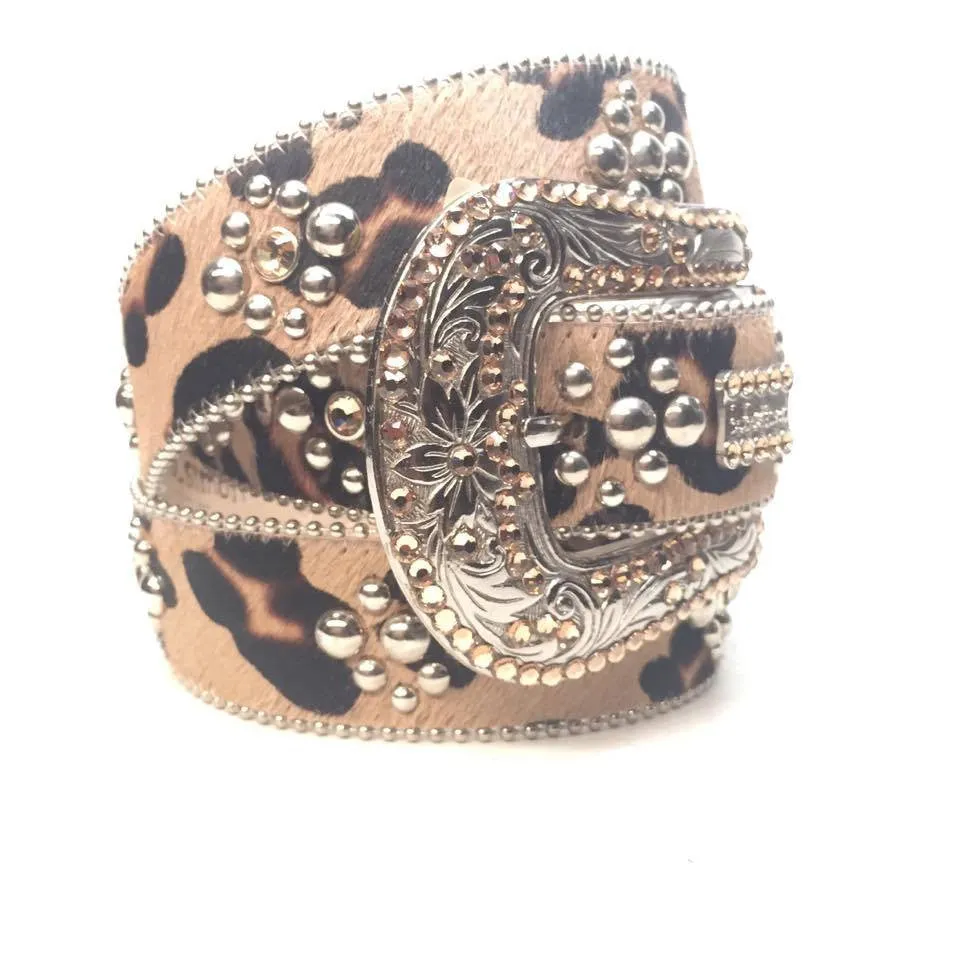 b.b. Simon "Leopard Pony Hair" Crystal Belt
