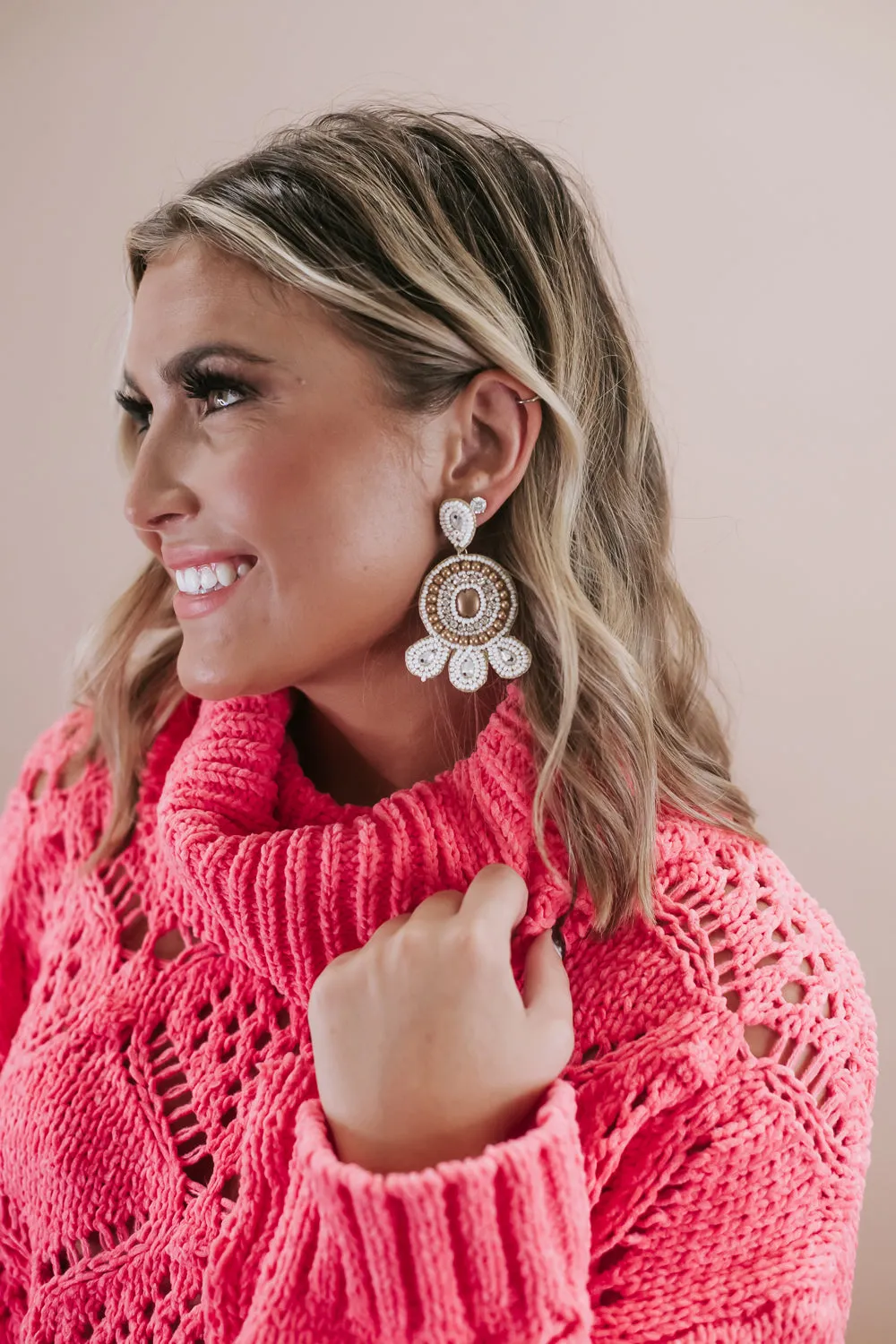 Beaded Babe Earring, Ivory