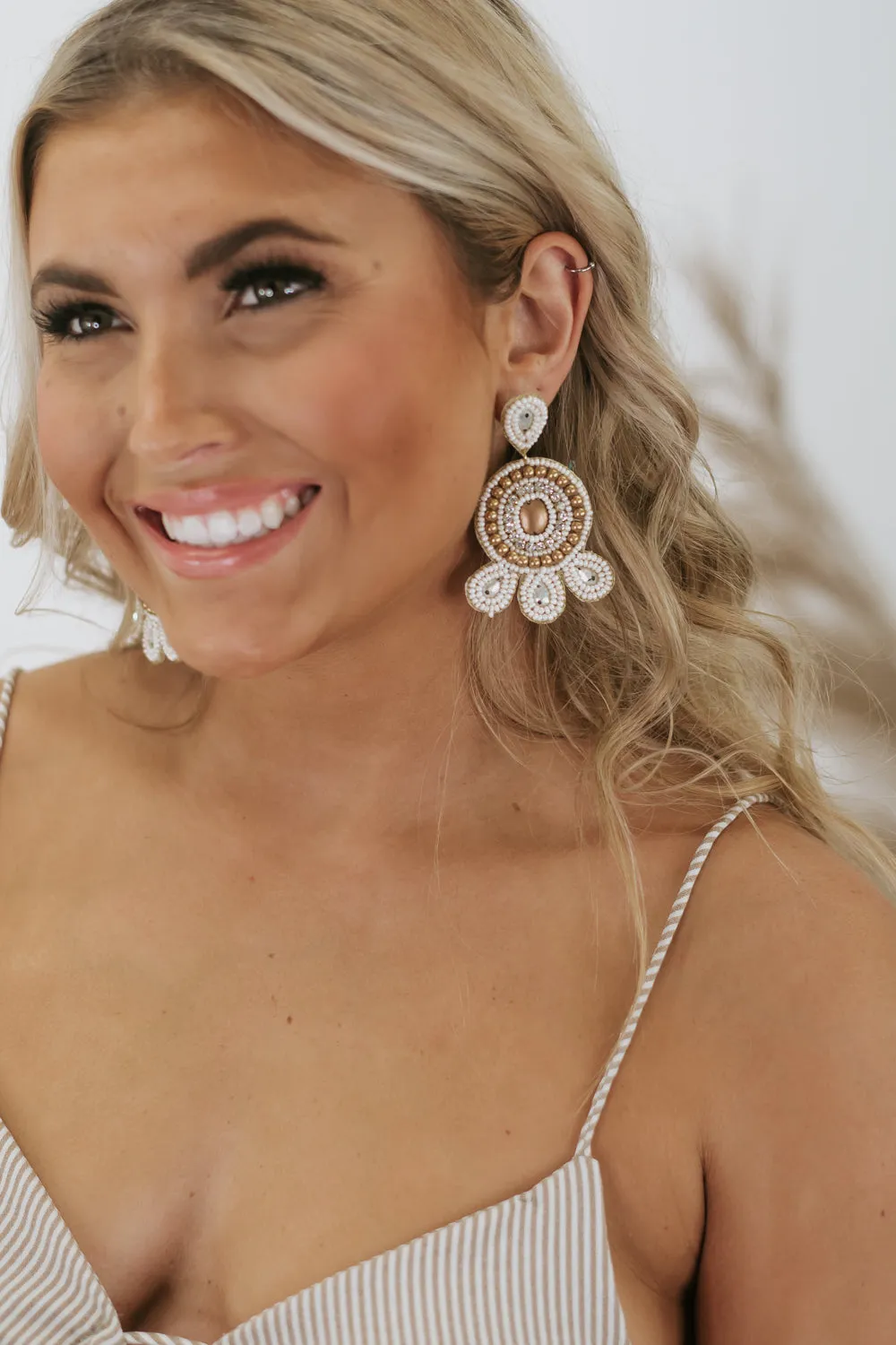 Beaded Babe Earring, Ivory