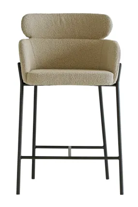 Beige Bouclé Tub Bar Stool | Andrew Martin Harry