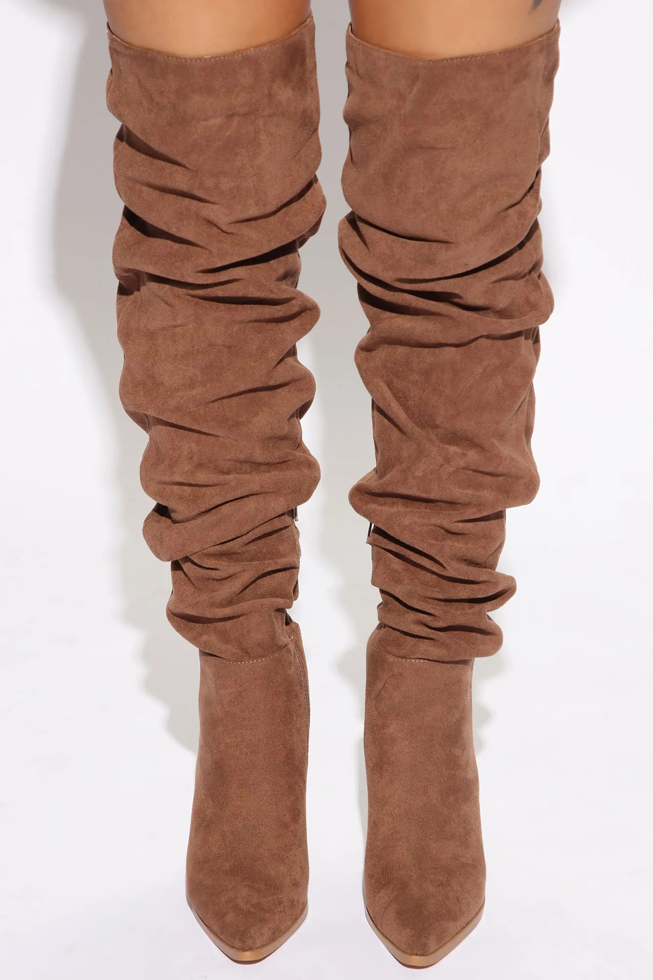 Best Intentions Ruched Over The Knee Boots - Tan