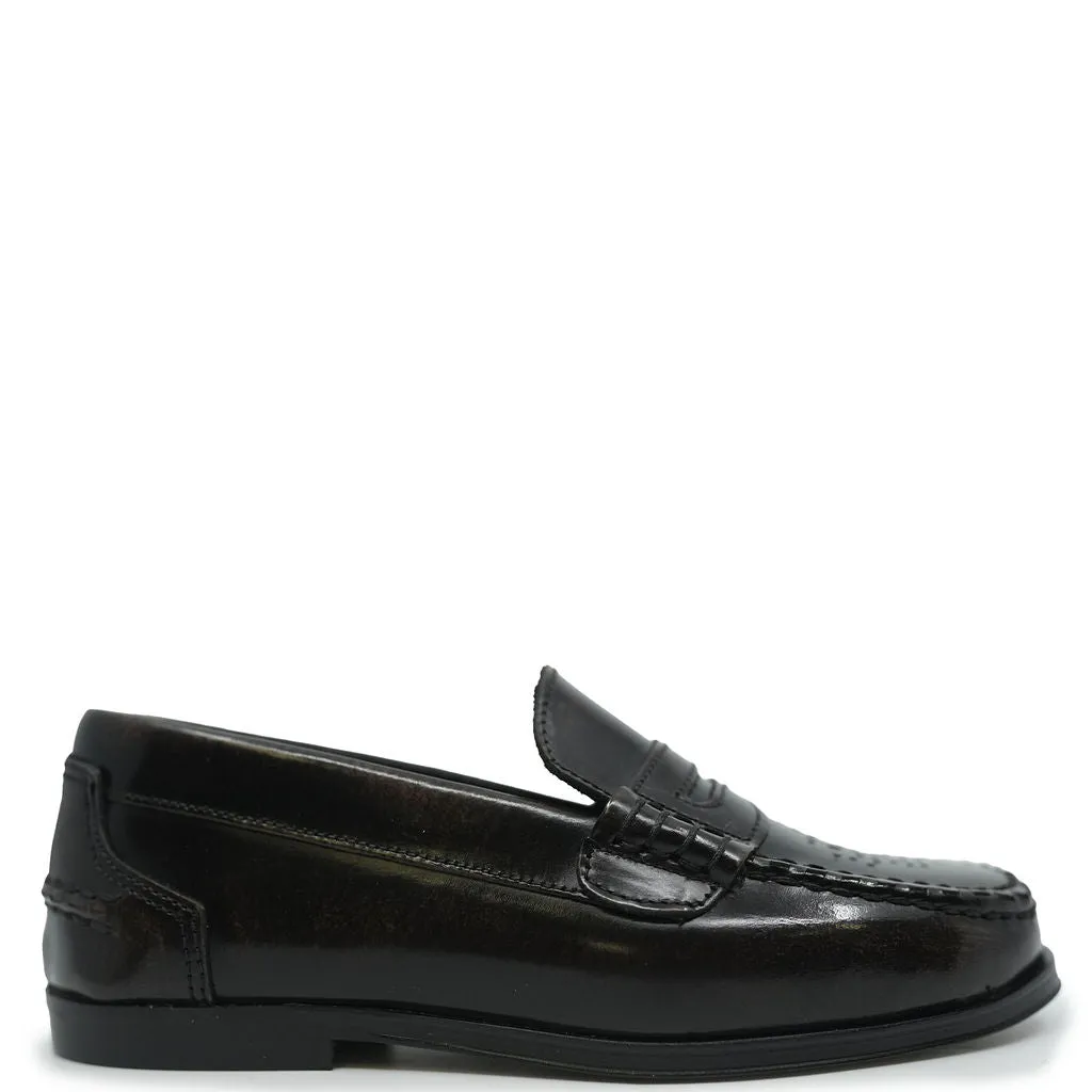 Blublonc Burnished Brown Perforated Loafer