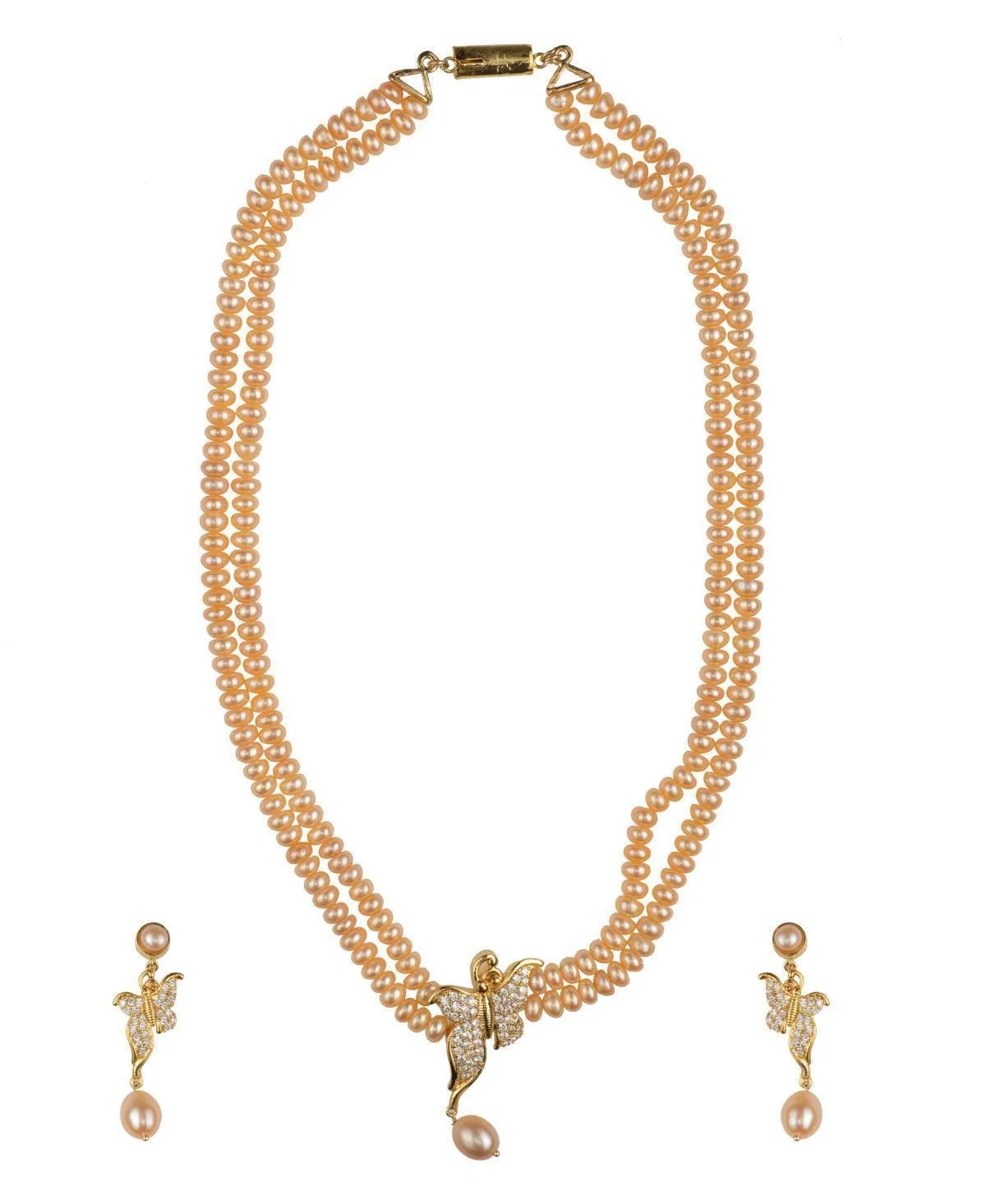 Butterfly Real Pearl Necklace Set