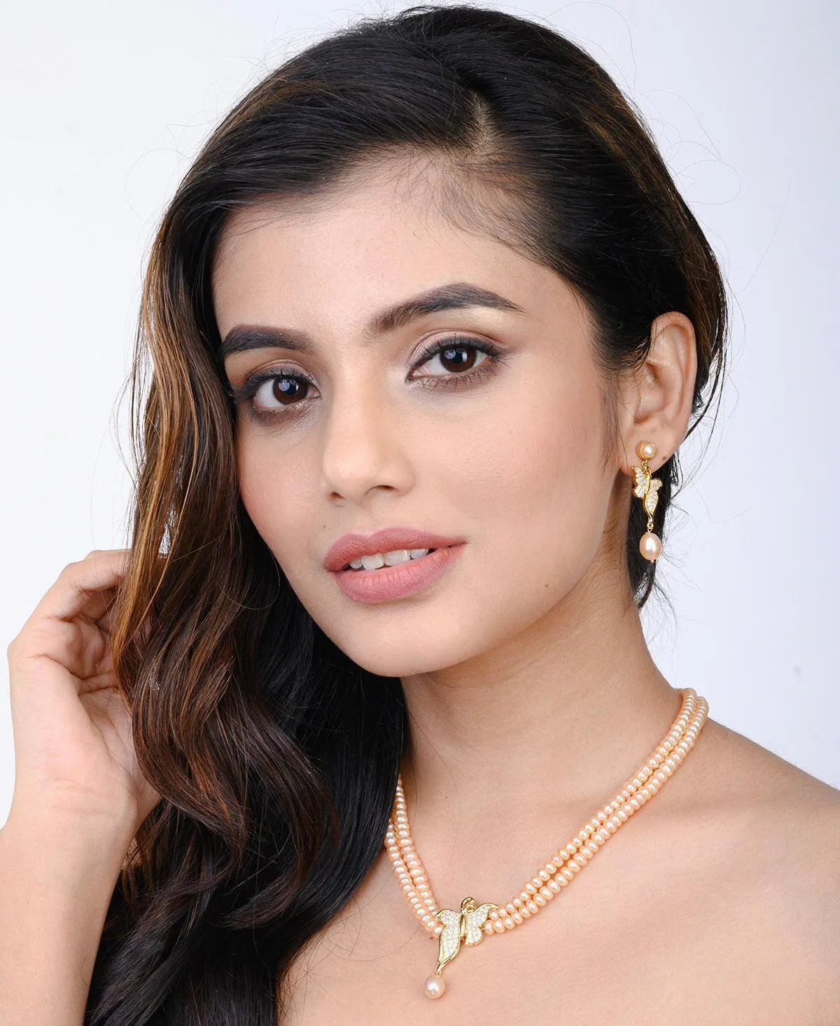 Butterfly Real Pearl Necklace Set