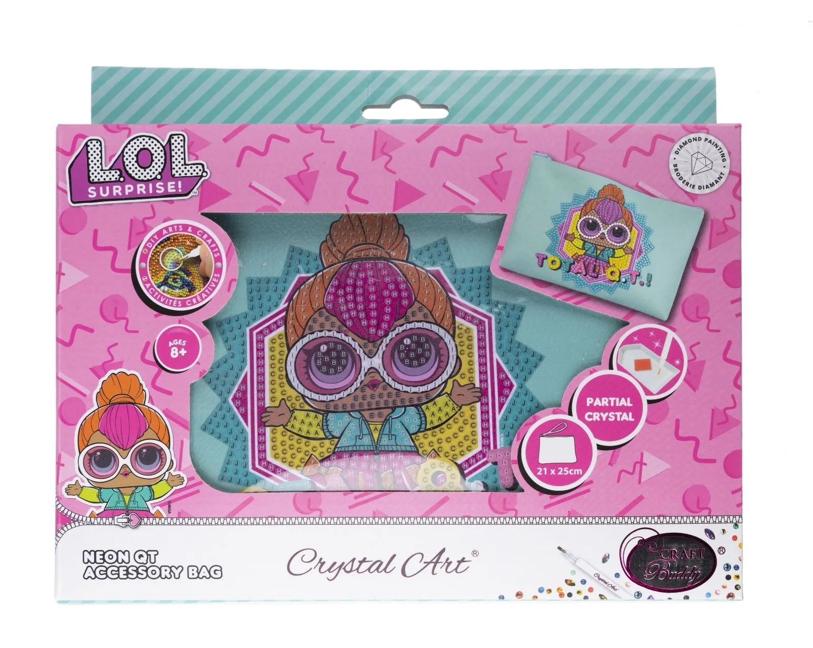 CA-PKLOL301: Neon QT Crystal Art Accessory Bag