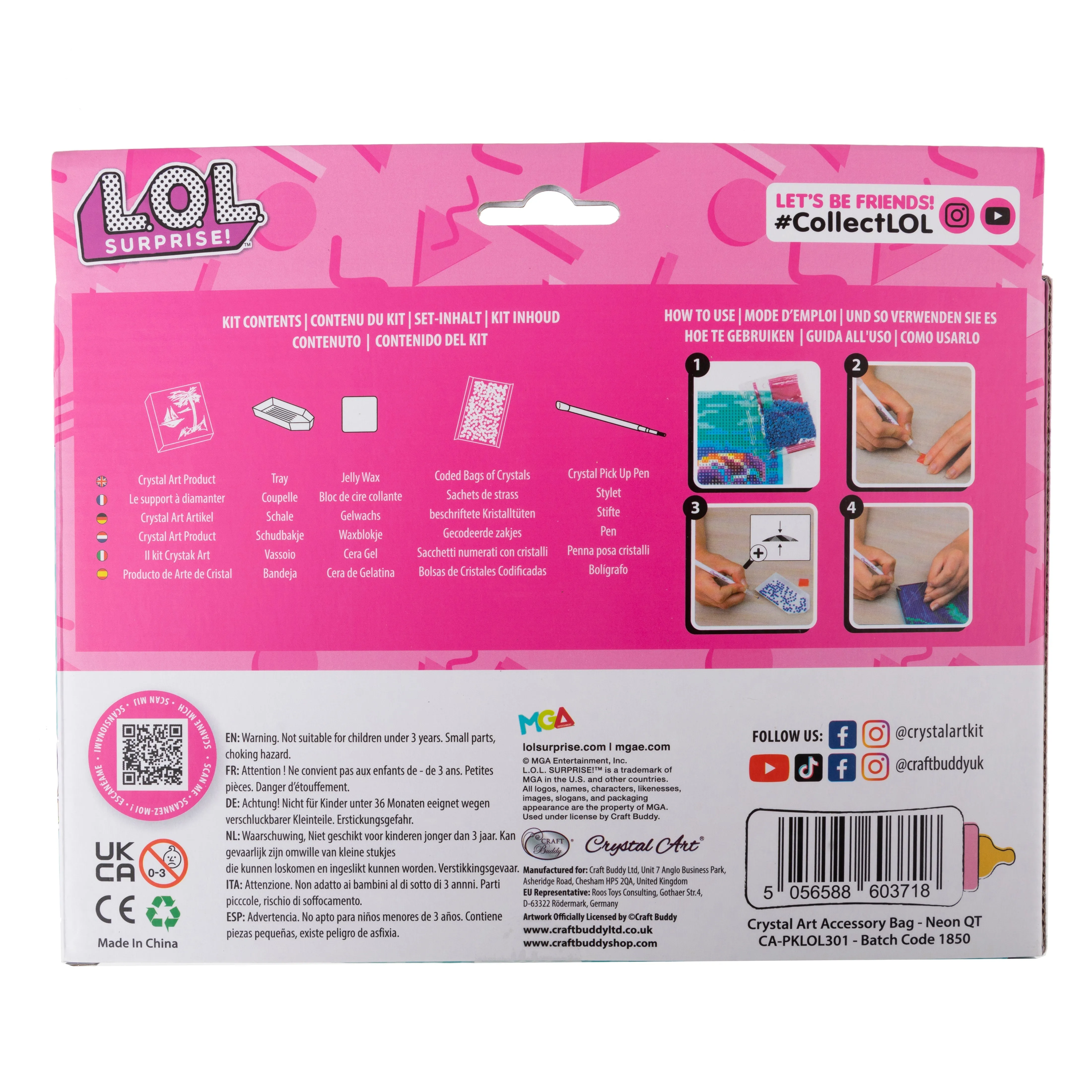 CA-PKLOL301: Neon QT Crystal Art Accessory Bag