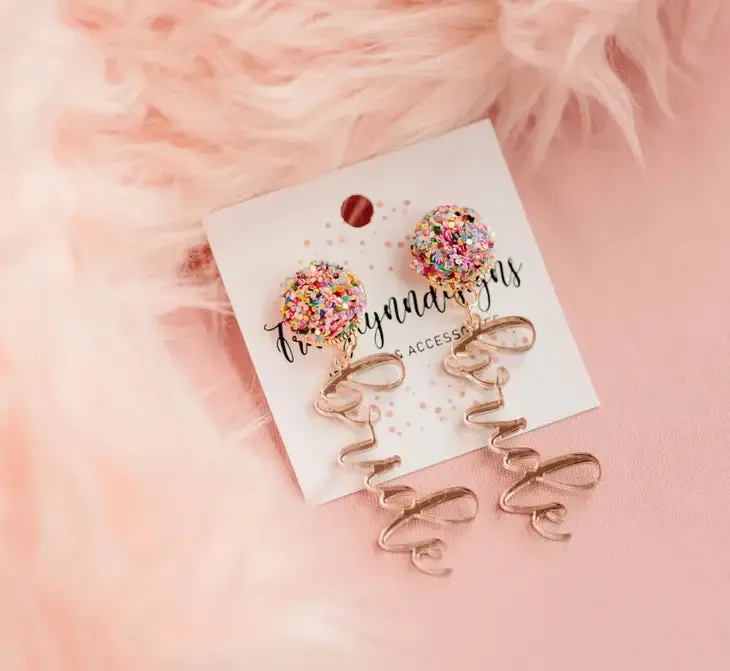 Confetti Rose Gold Bride Earring