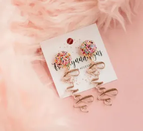 Confetti Rose Gold Bride Earring