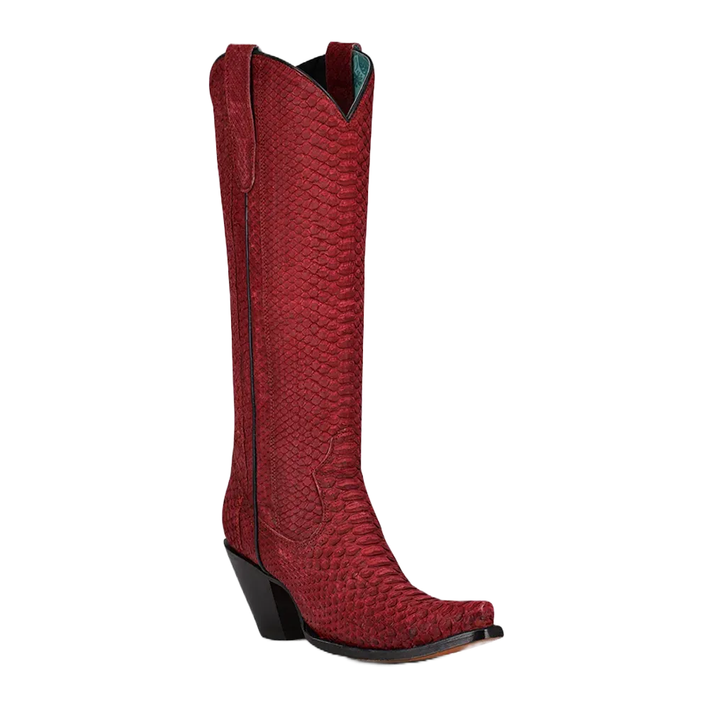 Corral Ladies Python Exotic Red Tall Boots A4194