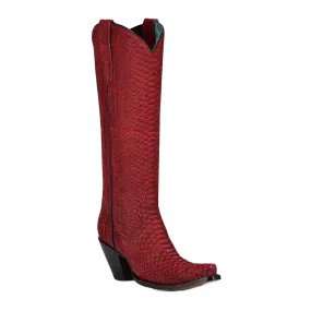 Corral Ladies Python Exotic Red Tall Boots A4194