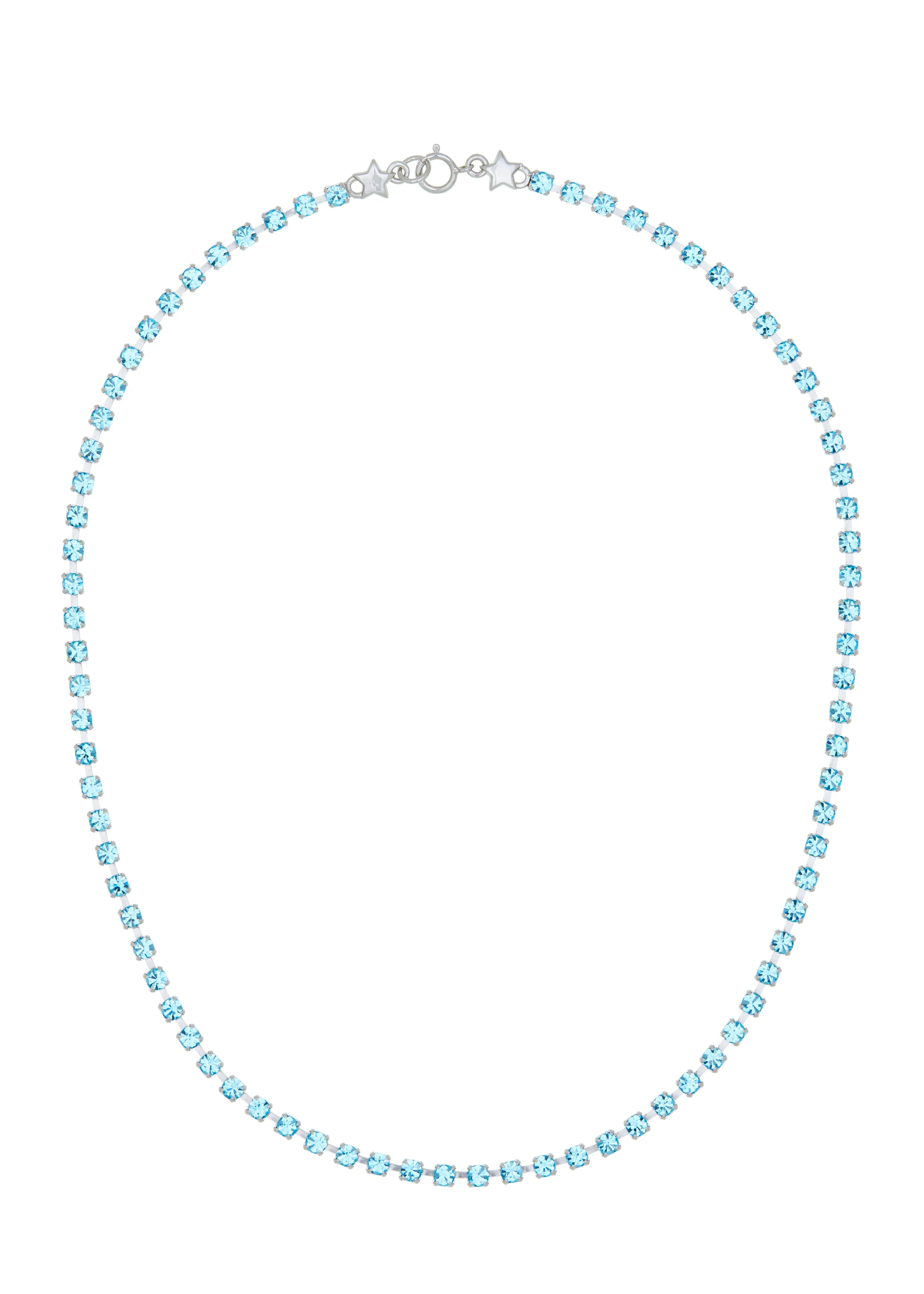 Crystal Choker in Silver - Aqua