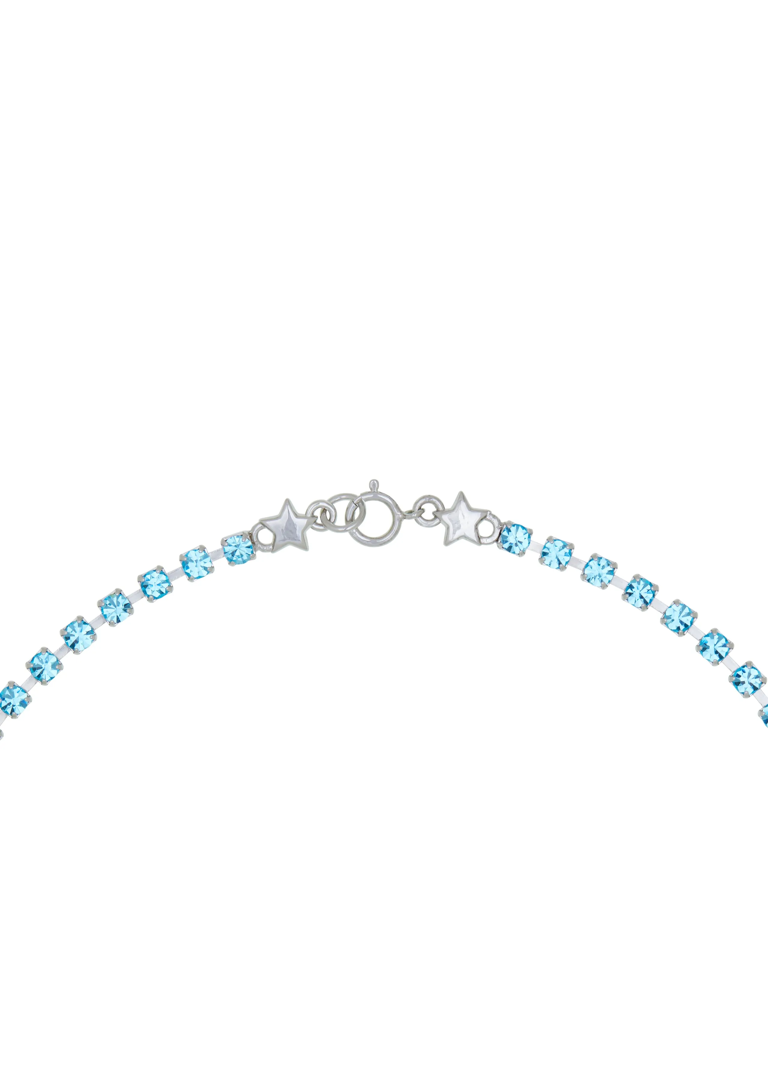 Crystal Choker in Silver - Aqua