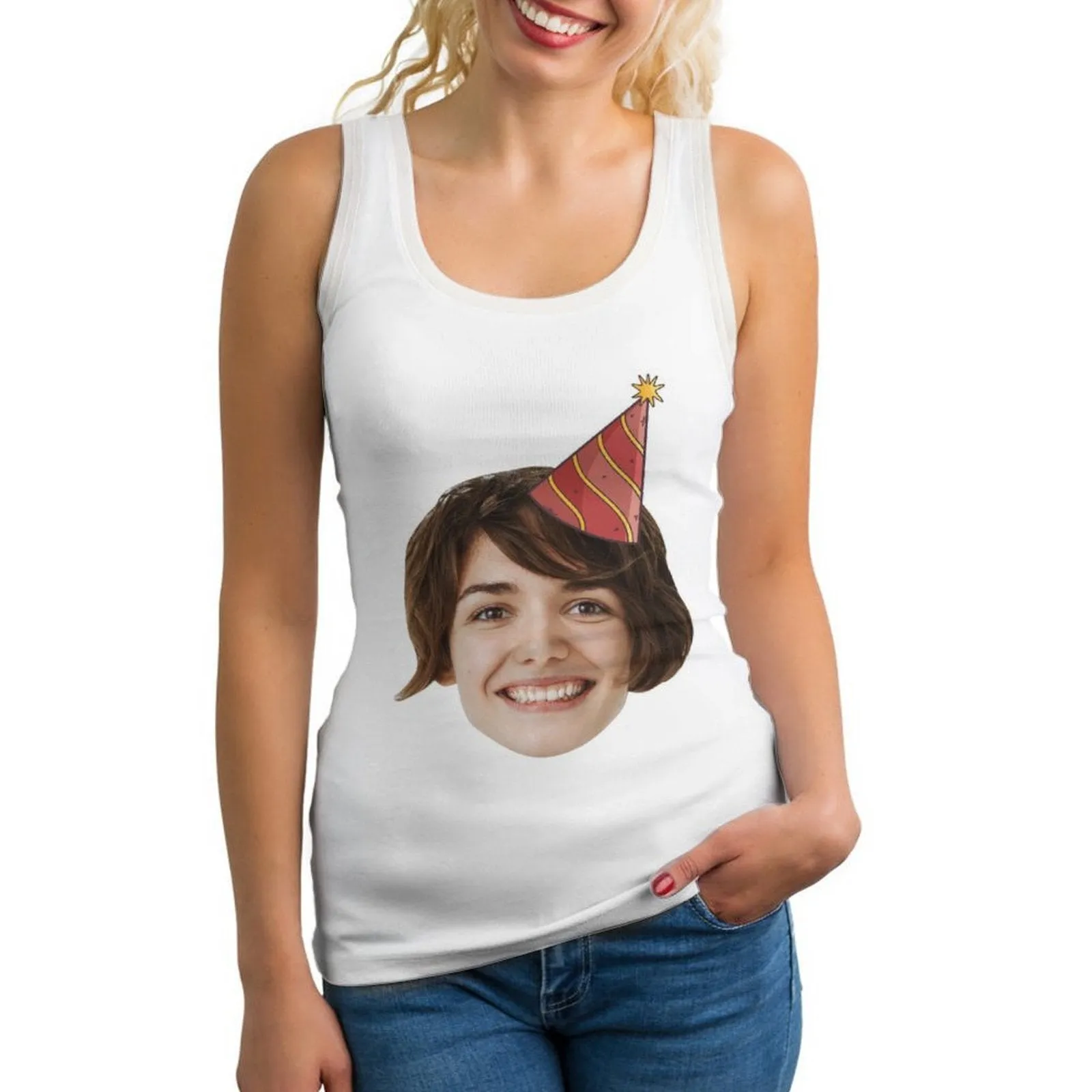 Custom Big Face Birthday Party Tank Tops For Women&Men 30 Colors