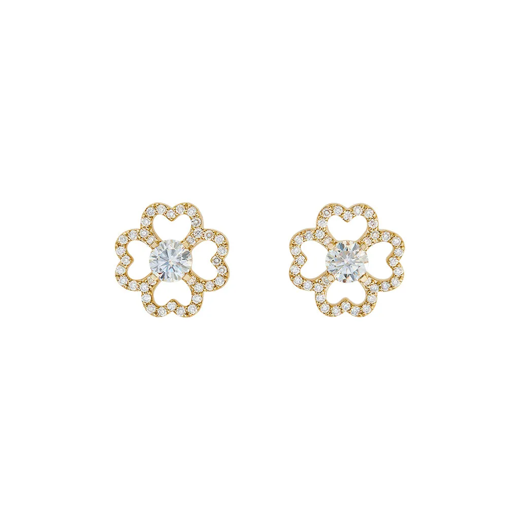 Diamond2 Flower Earrings, Studded