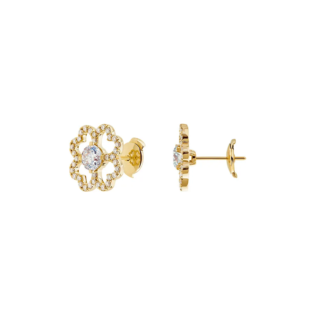 Diamond2 Flower Earrings, Studded