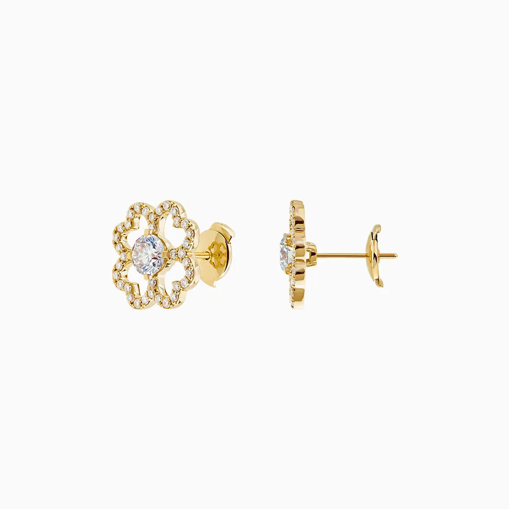 Diamond2 Flower Earrings, Studded
