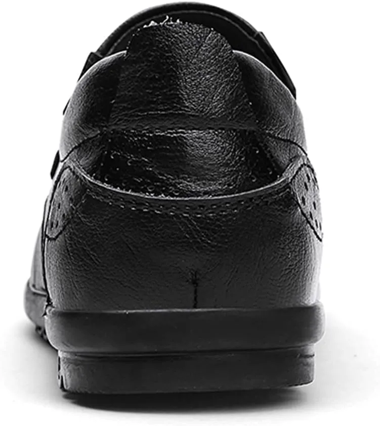 Driving Moccasins for Men Genuine Leather Stitching Details Round Toe Lightweight Anti-Slip Resistant Flexible Flat Heel Driving Slip on for Any Attire