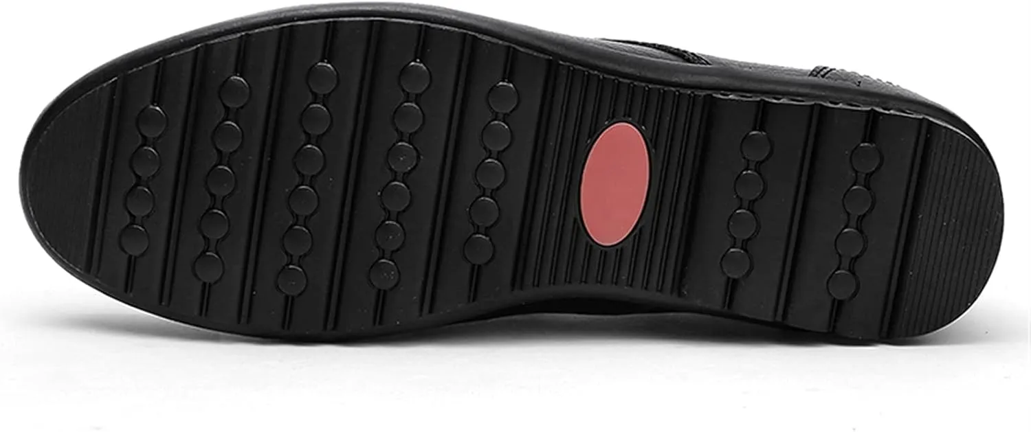 Driving Moccasins for Men Genuine Leather Stitching Details Round Toe Lightweight Anti-Slip Resistant Flexible Flat Heel Driving Slip on for Any Attire