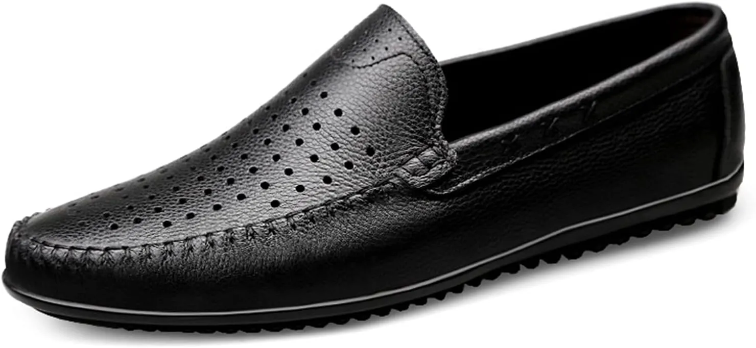 Driving Moccasins Loafer Shoes for Men Simple Breathable Driving Loafers Moccasins Shoes Leather Resistant Lightweight Anti-Slip Driving Slip On for Any Attire