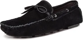 Easy to Put and Remove Driving Moccasins for Men Genuine Leather Stitching Details Deck Shoes 1-Eye Flat Heel Resistant Comfortable Casual Slip On for All Occasions (Color : Black, Size : 9)