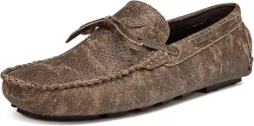 Easy to Put and Remove Driving Moccasins for Men Genuine Leather Stitching Details Deck Shoes 1-Eye Flat Heel Resistant Comfortable Casual Slip On for All Occasions (Color : Brown, Size : 10)