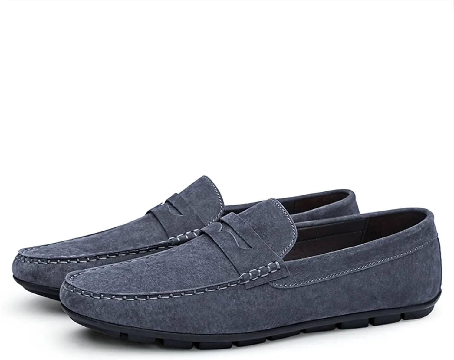 Easy to Put and Remove. Driving Moccasins Loafer Shoes for Men Penny Loafer Genuine Leather Stitching Details Round Toe Flat Heel Lightweight Flexible Resistant Anti-Slip for All Occasions