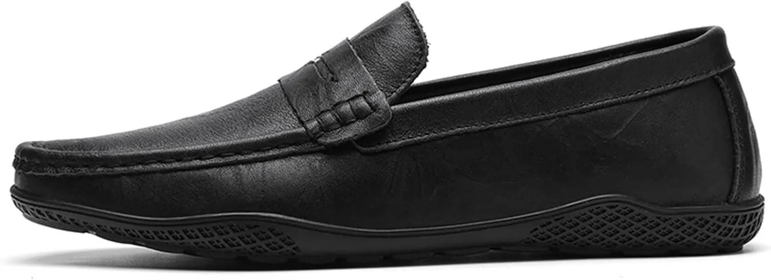 Easy to Put and Remove. Driving Moccasins Smoking Loafer for Men Penny Loafer PU Stitching Details Round Toe Anti-Slip Resistant Flat Heel Flexible Lightweight Casual for All Occasions