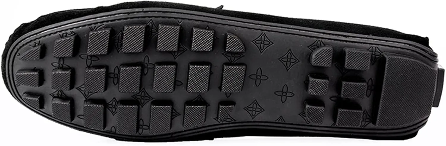 Easy to Put and Remove. Smoking Loafer for Men PU Tassel Stitching Details Round Toe Suede Vamp Flexible Lightweight Flat Heel Resistant Driving Slip on for All Occasions