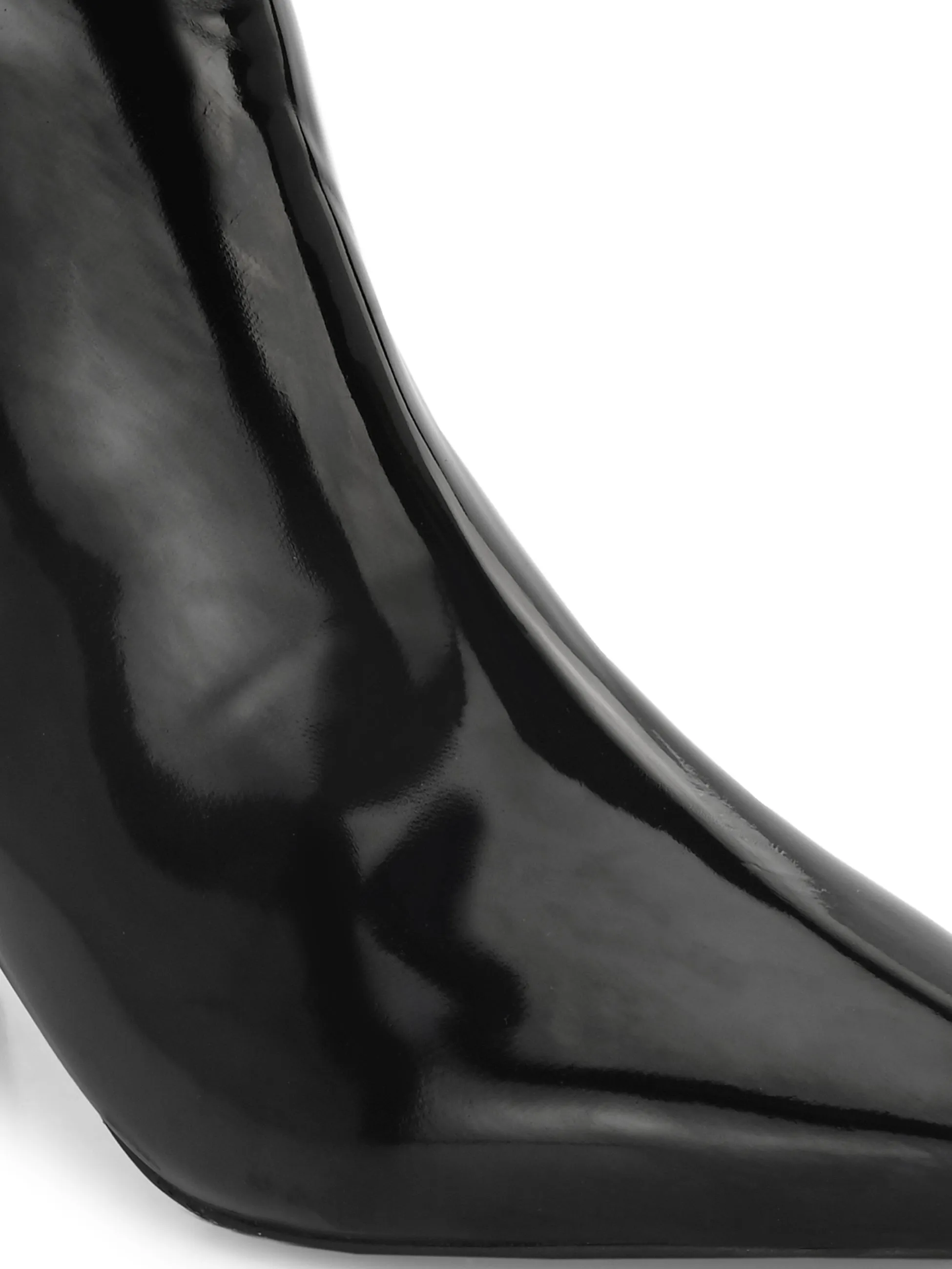 Sleek Ebony Glossy Womens Booties - Elegant and Stylish Footwear