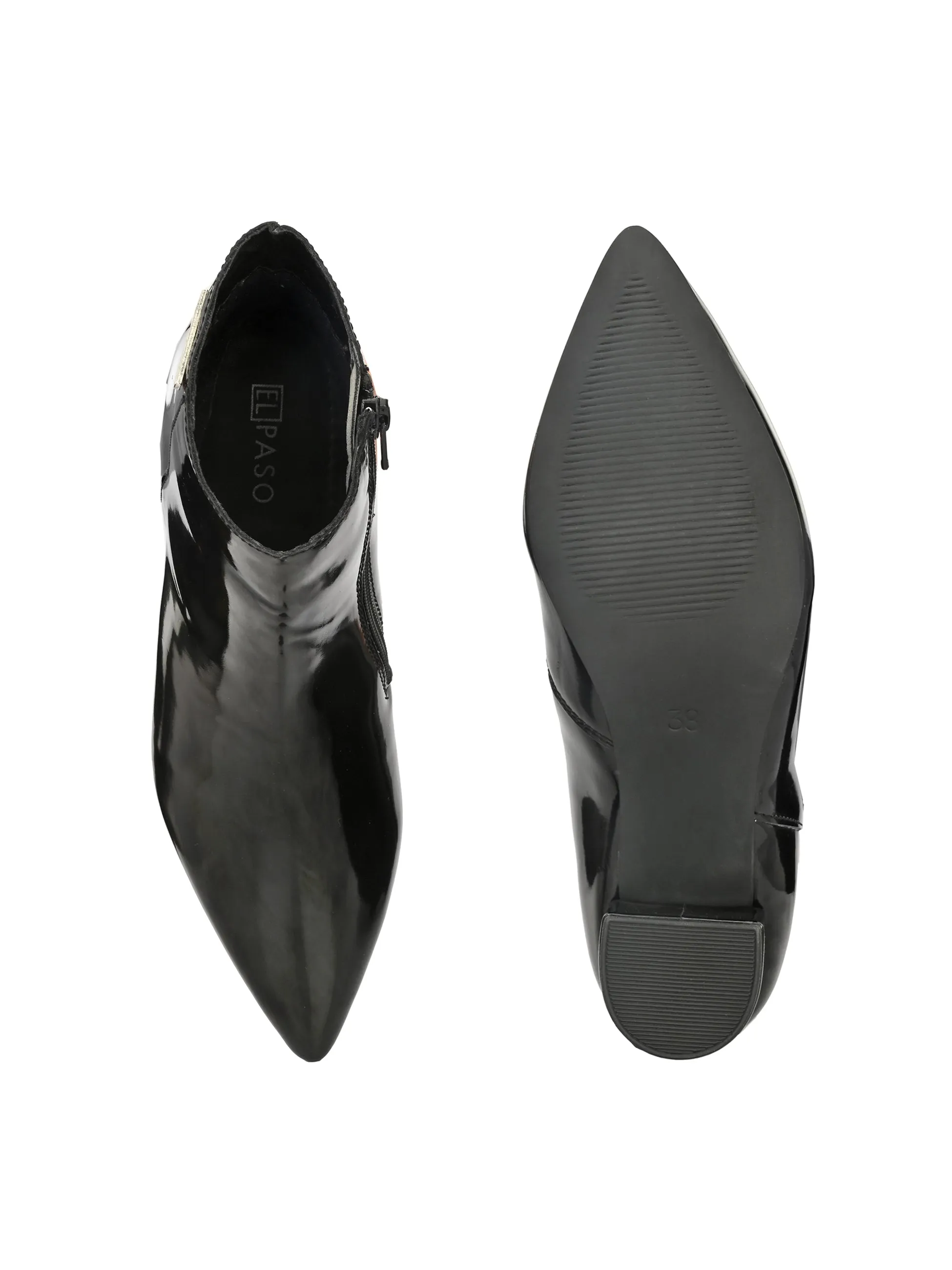 Sleek Ebony Glossy Womens Booties - Elegant and Stylish Footwear