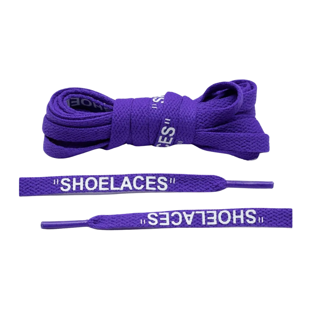 Fan Cave Standard Shoelaces - Purple with White Text