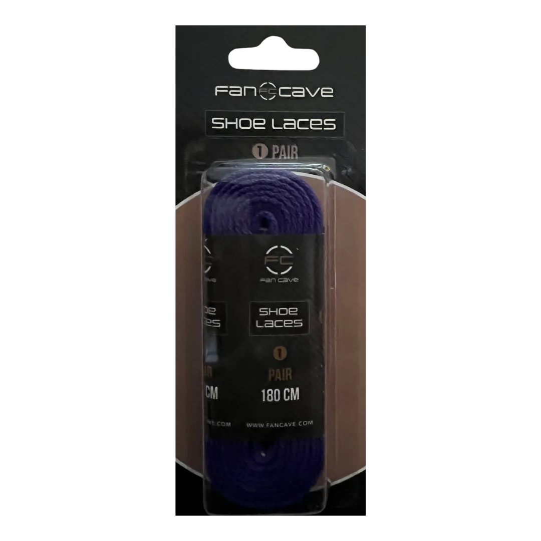 Fan Cave Standard Shoelaces - Purple with White Text