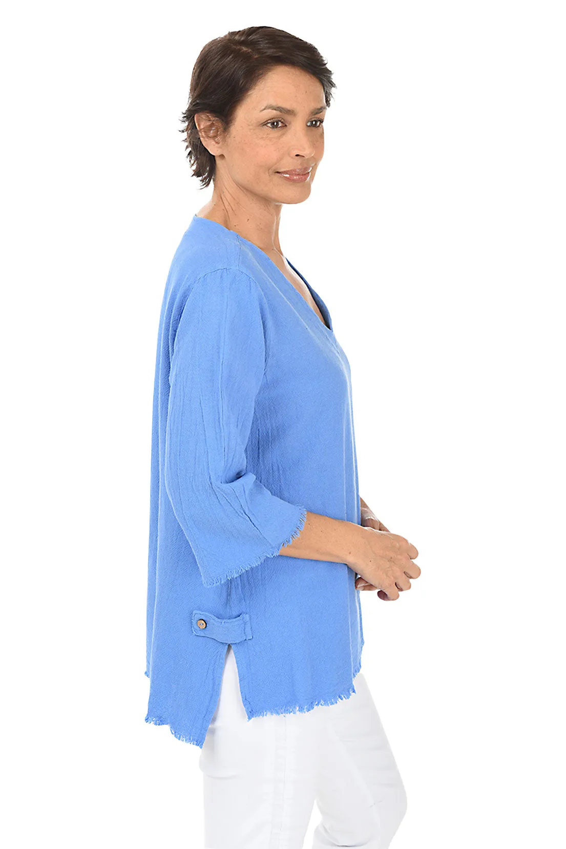 Elegant Fringed High-Low Crinkle Top for Women
