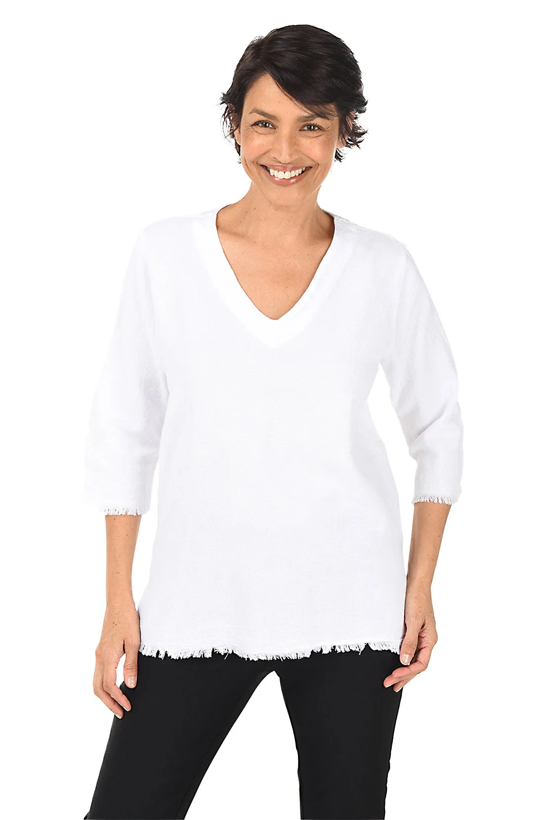 Elegant Fringed High-Low Crinkle Top for Women