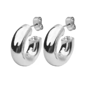 GOLDA SHINY SILVER CRYSTAL EARRINGS