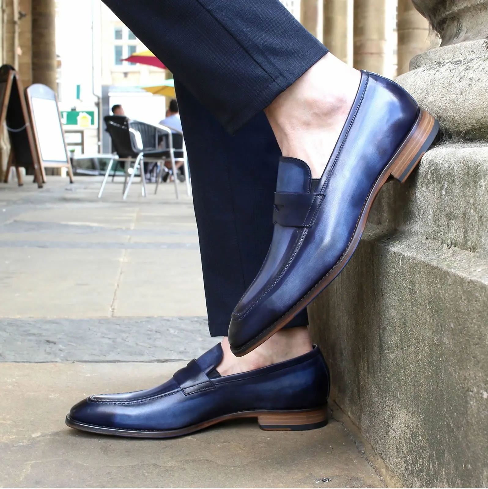 Mens Stylish Blue Hampton Penny Loafers - Classic & Comfortable Footwear