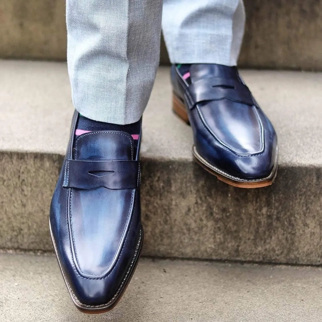 Mens Stylish Blue Hampton Penny Loafers - Classic & Comfortable Footwear